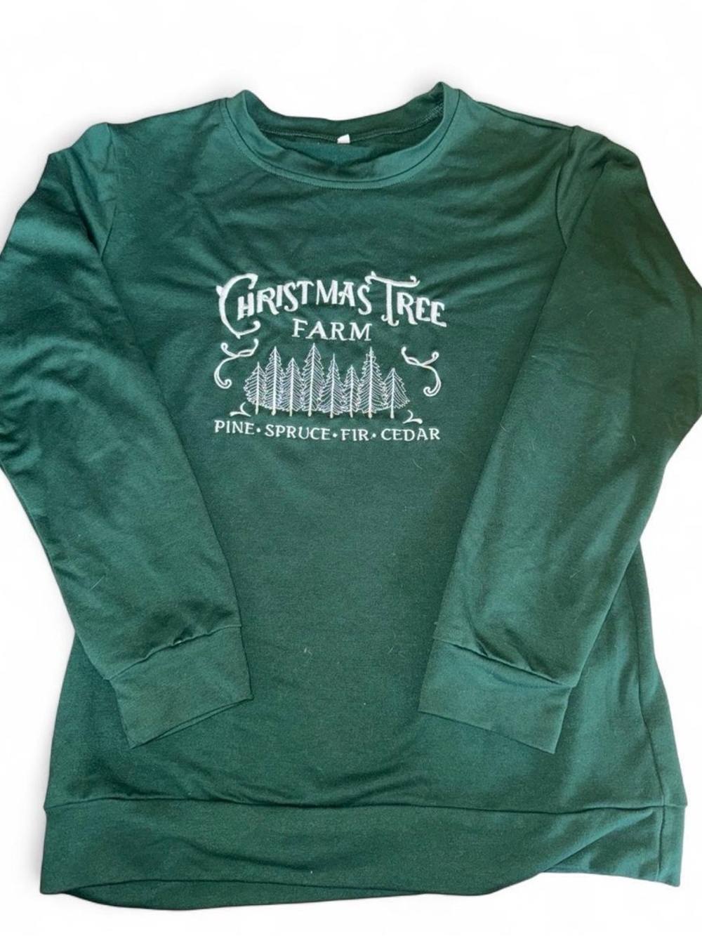 Christmas Tree Farm Forest Green Women's Crewneck Sweatshirt